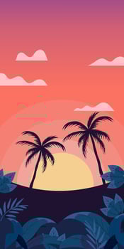 Sunset beach landscape vector