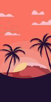 Sunset beach landscape vector