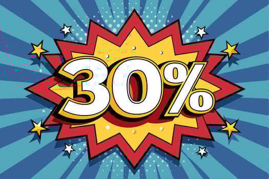 30 percent discount sale comic style for your e commerce vector