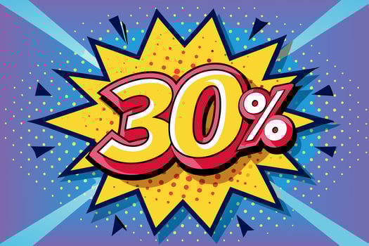 30 percent discount sale comic style for your e commerce vector