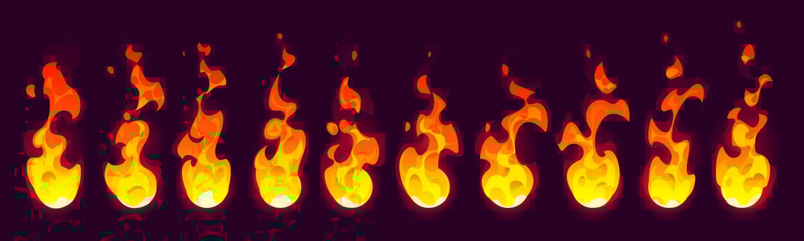 Fire flame sprite sheet, fx game effect, vector