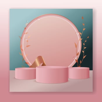 Modern and abstract background platform with pink podium.Cosmetics Product presentation, mock up, stage showcase or platform. vector