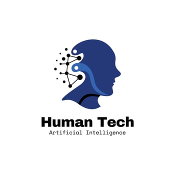 Human Teach Artificial Intelligence Technology logo design. vector
