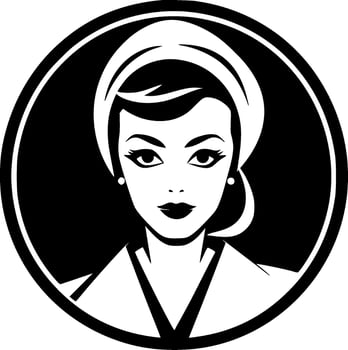 Nurse - Black and White Isolated Icon - illustration vector