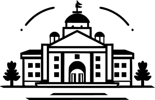 School - Black and White Isolated Icon - illustration vector
