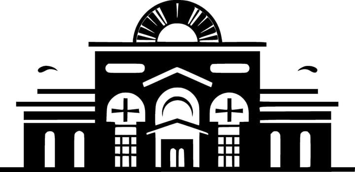 School - Black and White Isolated Icon - illustration vector