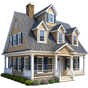 Cape Cod House Isolated on Transparent Background png