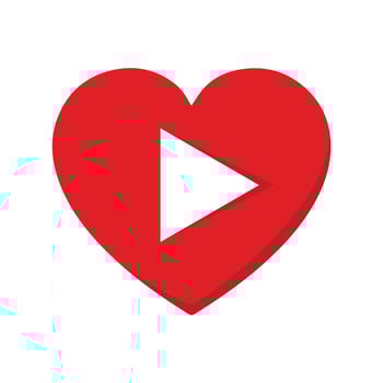 Simple Minimalist Love Heart with Play Icon Symbol Illustration Design vector
