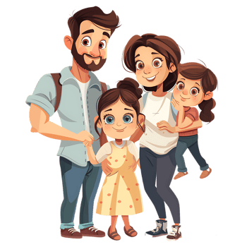 Cute family with children avatar character png