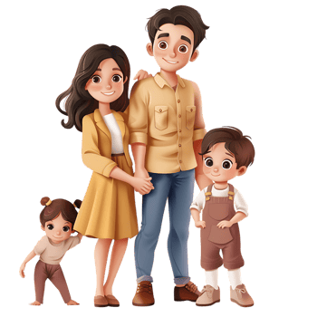 Cute family with children avatar character png