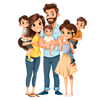 Cute family with children avatar character png