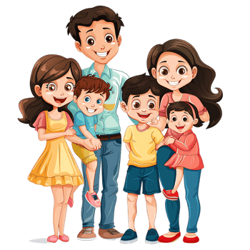 Cute family with children avatar character png