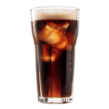 Glass of cola with ice cubes summer drink png