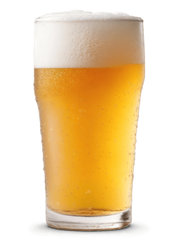 Icelandic Bjorliki beer like beverage made from fermented fruit and grains served in pint glass png