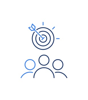 Target market concept, audience, focus group, crowdsourcing and crowdfunding, public relations vector