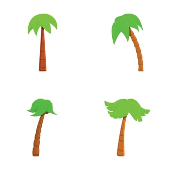 Tropical palm icons set cartoon vector. Various green palm tree vector
