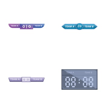 Various scoreboard icons set cartoon vector. Scoreboard with result display vector