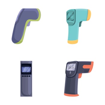 Thermometer icons set cartoon vector. Non contact infrared thermometer gun vector
