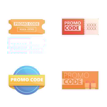 Promo icons set cartoon vector. Colorful coupon template for big sale vector