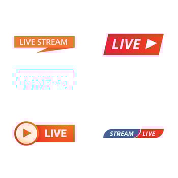 Live stream button set icons vector