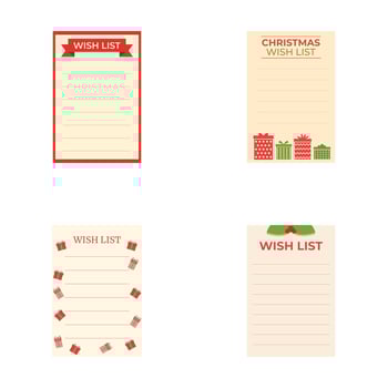 Festive holiday wish list templates set vector