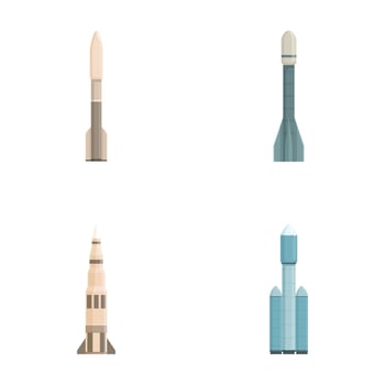 Set of cartoon space rockets isolated on white vector