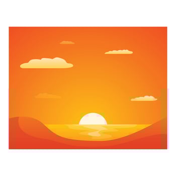 Orange sunset over the sea with clouds reflecting on water vector