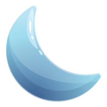 Blue glossy crescent moon shining in the night sky vector