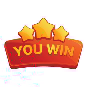 You win sign with three stars showing success and achievement vector
