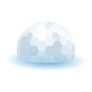Abstract hemisphere dome structure standing on blue surface vector