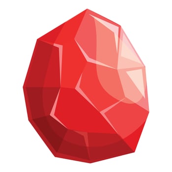 Big red gemstone shining brightly on white background vector
