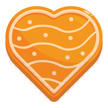 Heart shaped gingerbread cookie with icing celebrating valentine's day vector