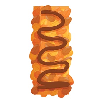 Delicious cereal bar with chocolate drizzle on white background vector