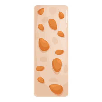 Almond nougat bar being dipped in white chocolate vector