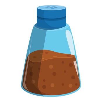 Glass salt shaker filled with brown spice is ready to be used vector