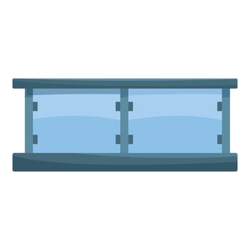 Glass balcony with metal railing protecting from falling vector