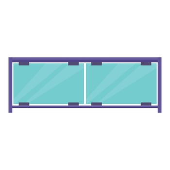 Glass panel fence protecting from falling down stairs with metal handrail vector