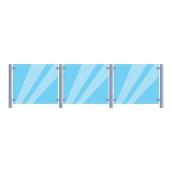 Modern glass fence protecting building from unwanted guests vector