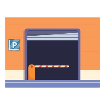 Closed underground parking garage entrance with barrier gate vector