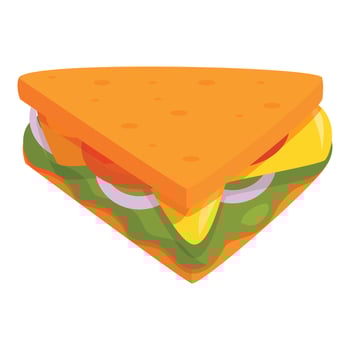 Delicious sandwich containing cheese, tomatoes, lettuce and onions is waiting to be eaten vector