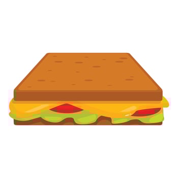 Delicious toast sandwich with cheese, tomato and lettuce filling illustration vector
