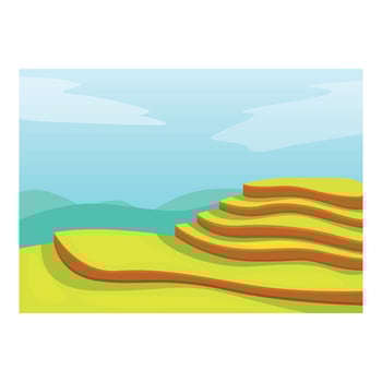 Green rice terraces forming steps over mountains background vector
