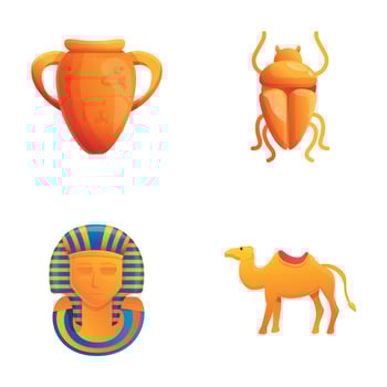 Egypt culture icons set cartoon vector. Egyptian artifact vector