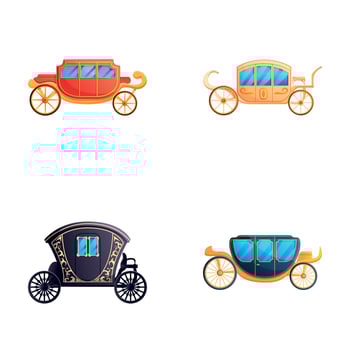 Vintage carriage icons set cartoon vector. Retro vehicle for passenger vector