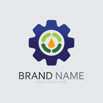 Gear logo and technology Digital tech business logo template concept illustration. Gear electronic factory sign. Cog wheel technology symbol SEO emblem Design element vector