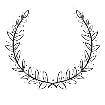 Black circular hand draw foliate laurels branches. Laurel wreath. Vintage laurel, Heraldic trophy crest, Greek olive branch award, winner round emblem png