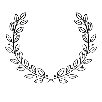 Black circular hand draw foliate laurels branches. Laurel wreath. Vintage laurel, Heraldic trophy crest, Greek olive branch award, winner round emblem png