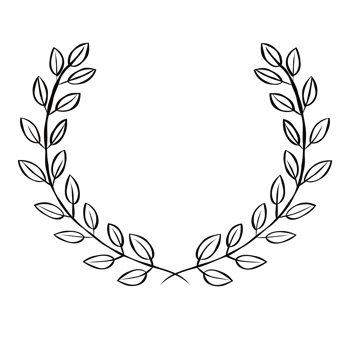 Black circular hand draw foliate laurels branches. Laurel wreath. Vintage laurel, Heraldic trophy crest, Greek olive branch award, winner round emblem png