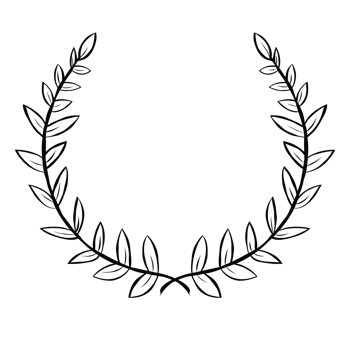 Black circular hand draw foliate laurels branches. Laurel wreath. Vintage laurel, Heraldic trophy crest, Greek olive branch award, winner round emblem png