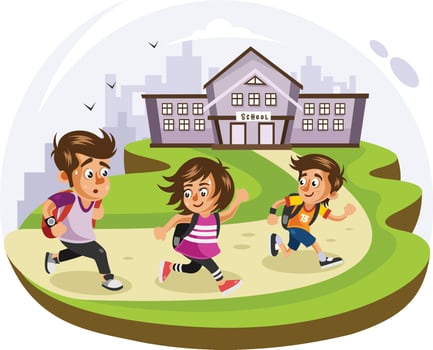 Kids going to School Illustration vector